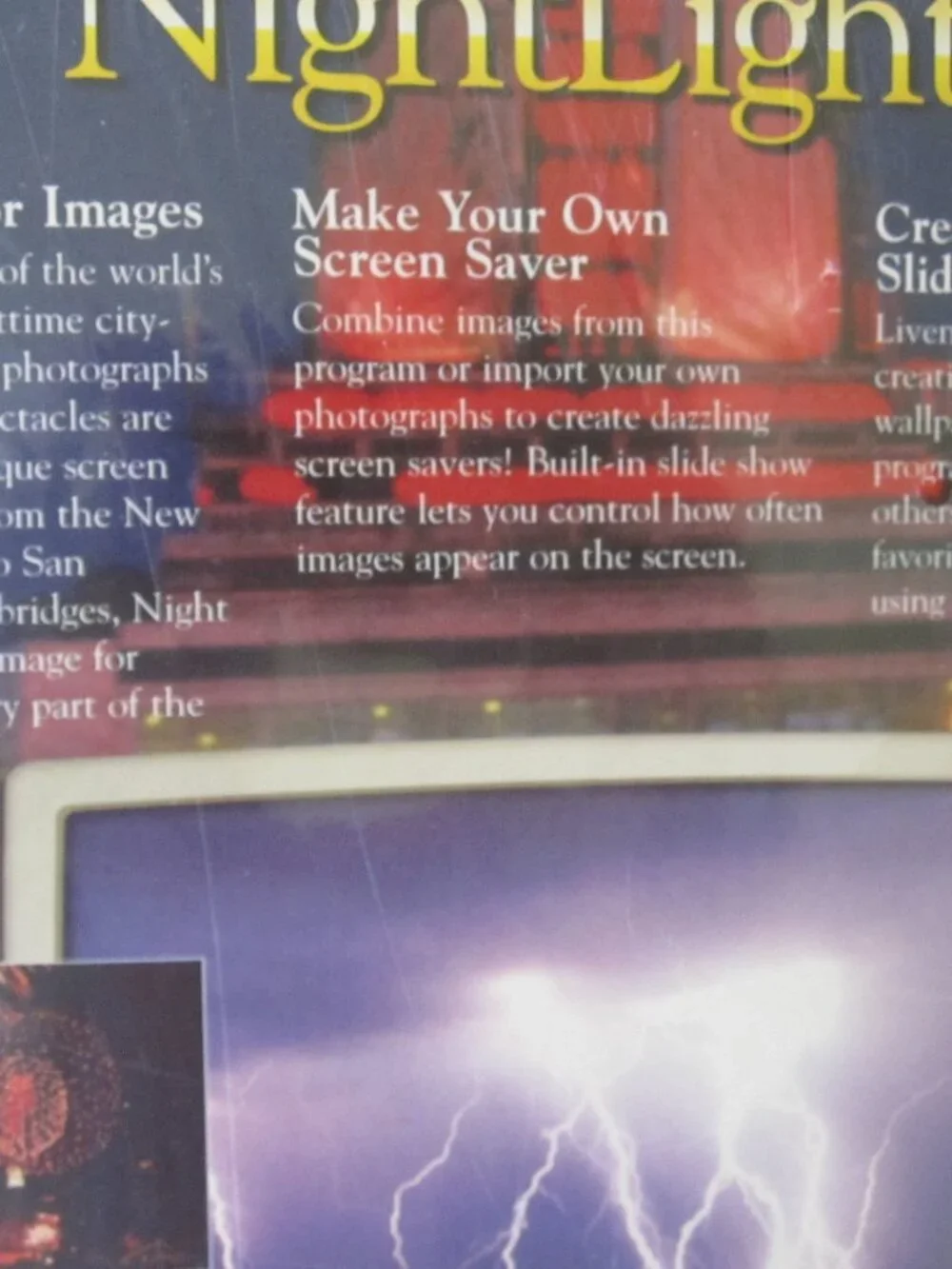 2000 Big Box PC Screen Saver / Wallpaper program: Nightlights - Factory Sealed